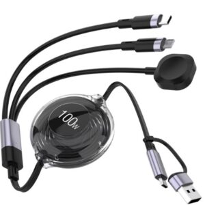 5-in-1 100W Retractable Fast Charging Cable