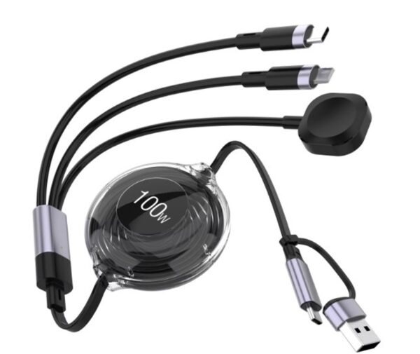 5-in-1 100W Retractable Fast Charging Cable